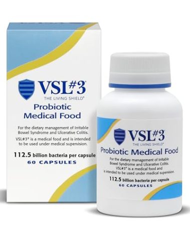 VSL #3® Probiotics for Digestive Health, IBS & UC Symptoms - 112.5B CFUs, High-Potency, Multi-Strain, Live, Refrigerated Probiotic, Medical Food for Gut Health Support in Men & Women, 60 Capsules