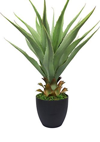 27" H Sansevieria Snake Plant - Artificial Agave – Green Color– with Pot – from MOMO Plant