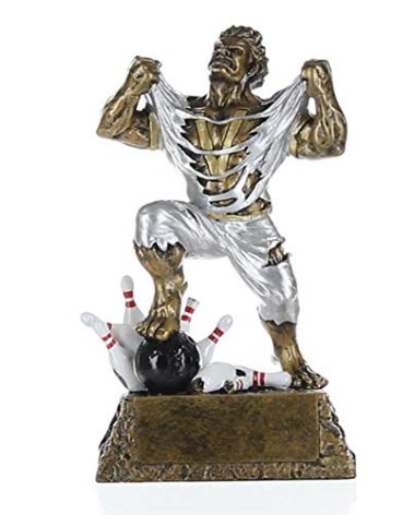 Decade Awards Monster Bowler Trophy - 6.5 Inch Tall | Beast Bowling Award - Engraved Plate on Request