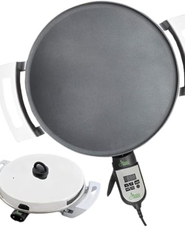 Addis Griddle (Mitad/Mogogo) –16 inch Digital Electric Griddle for Injera, Lefse, Pancake – Even Heat Distribution