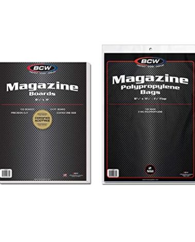 BCW Magazine Bags and Backing Boards Combo - 100 ct | Acid-Free Polypropylene Bags for Current Magazines | 24pt Solid Bleached Sulfate Boards | Archival-Quality Protection for Collectible Magazines