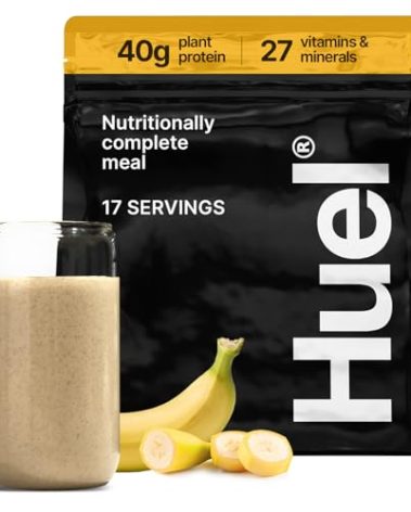 Huel Black Edition | Banana 40g Vegan Protein Powder | Nutritionally Complete Meal | 27 Vitamins and Minerals, Gluten Free | 17 Servings | Scoop not included to reduce plastic
