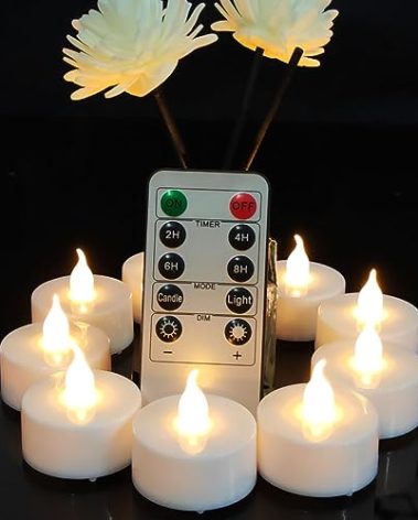Jialine Flameless Led Tea Lights Candle with Remote Control,Long Lasting Battery Operated Led Tealight Candles with 2/4/6/8 H Timer for Seasonal &Festival Celebration (Warm White 12 Pack)