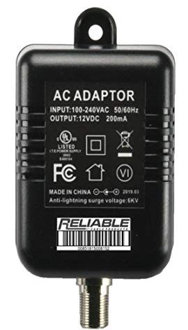 Reliable Cable Power Supply, High Efficiency OEM Replacement Wall Mount Coax Coaxial Power Adapter for CATV Drop Amplifiers 12V 200mA (0.2A) with F-Type Connection, DoE Level VI Rated