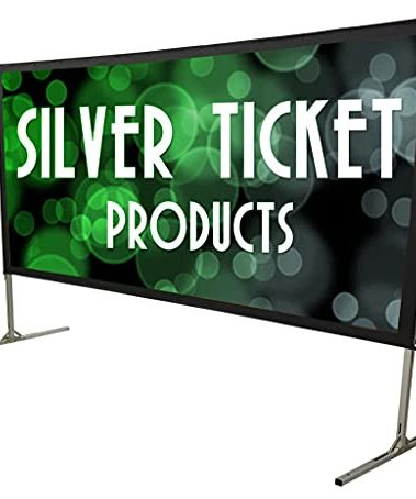 Silver Ticket Products STO Series Indoor/Outdoor 16:9 4K / 8K Ultra HD, HDR & HDTV Ready Movie Projector Screen Front Projection White w/Black Back, 150" Sliding Snap Frame with Stand STO-169150S