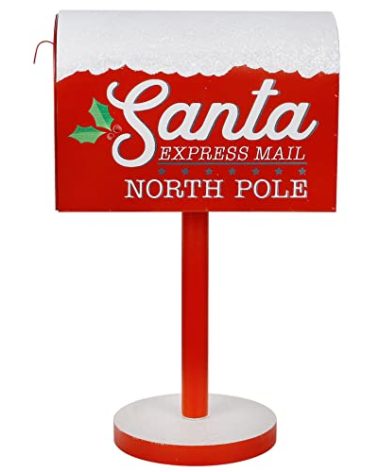 Adroiteet Christmas Decorations Santa Mailbox, 15.5" H x 9.5" W Express Mail to North Pole Metal Letter Box, Christmas Decorative Box for Home Room Indoor Outdoor Front Door Xmas Holiday Party