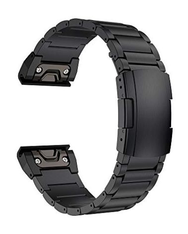 LDFAS Fenix 8/7X/6X/5X Plus Band, 26mm Titanium Metal Quick Release Easy Fit Watch Strap with Double Button Clasp Compatible for Garmin Fenix 7X Pro/6X Pro/5X Plus/Enduro 3/tactix 7 Bands, Black