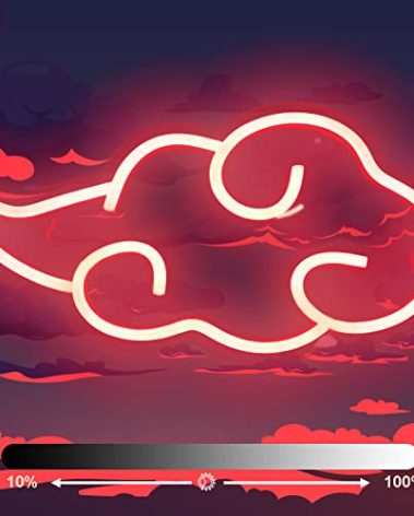 Dleouly Anime Neon Sign, LED Red Cloud Neon Signs for Wall Decor, Dimmable Gaming Neon Sign Wall Signs USB Night Neon Light for Bedroom Game Room Man Cave Party, Gifts for Your Son, Boyfriend(12x7in)