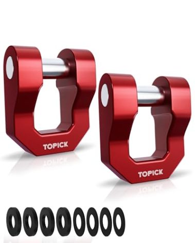 3/4" D Ring Shackle, 68,000 lbs Break Strength with 7/8" Pin, Universal Use with Tow Strap Winch for Off-Road Truck ATV UTV SUV Recovery Towing Trailer (2 Pack, Red)