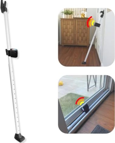 Securityman Door Security Bar with Alarm | Sliding Door Security | Door Stopper (120 dB Extra Loud Alarm) Enjoy Peace of Mind with Durable, Heavy Duty Door Jammer Door Stop Alarm Stick Inside