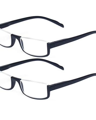 Kerecsen Reading glasses 2 Pair Half Moon Half Frame Readers Spring Hinge Men and Women Glasses (2 Pack Black, 1.50)