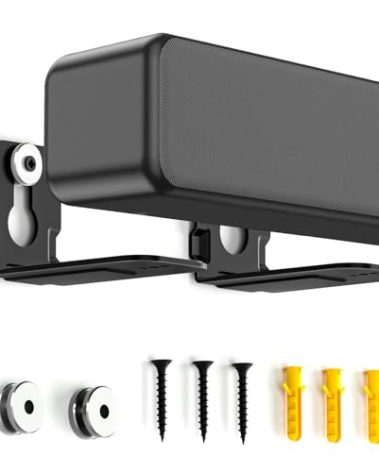 notiela Universal Soundbar Wall Mount Bracket for Soundbars Up to 4" Deep, Heavy Duty Metal Sound Bar Shelf Under TV Holds Up to 20 lbs Easy to Install