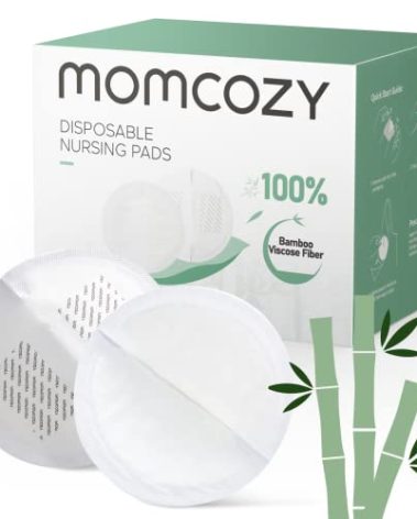 Momcozy Bamboo Fiber Disposable Nursing Pads, 100% Natural Materials and 100% Biodegradable Breast Pads, Breastfeeding Essentials for Moms, 80 Count