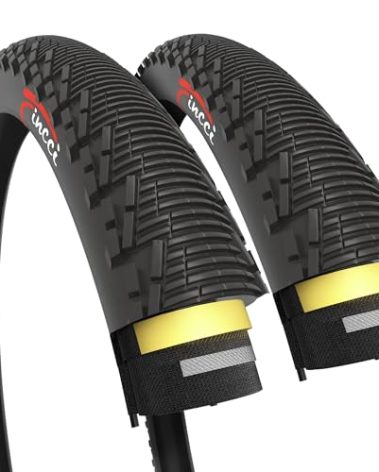 Fincci Pair 26x1.95 Bike Tire - Enduro 26 inch Bike Tires with 1 mm Nylon Puncture Resistant, 50-559 Foldable Mountain Bike Tires with Kevlar - 26" for Electric, Folding, Hybrid Bikes, MTB
