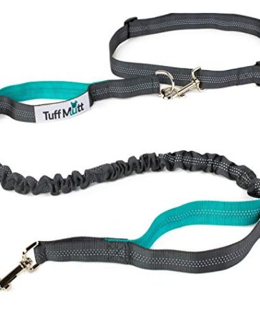 Tuff Mutt Hands-Free Waist Leash for Dog Walking, Running and Hiking, Adjustable Belt with Double Handle, Reflective Bungee Design for Large & Medium Dogs