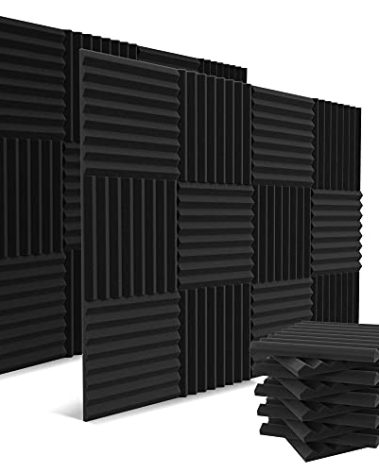 audiosoul 52 Pack Acoustic Panels 1 X 12 X 12 Inches - Acoustic Foam - High Density- Soundproof Studio Wedges - Charcoal