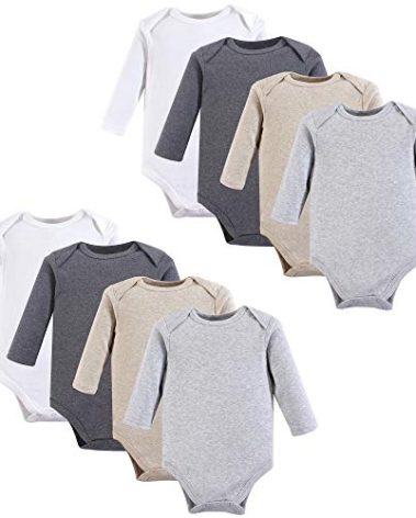Hudson Baby Unisex Baby Cotton Long-sleeve Bodysuits, Heather Gray, 3-6 Months