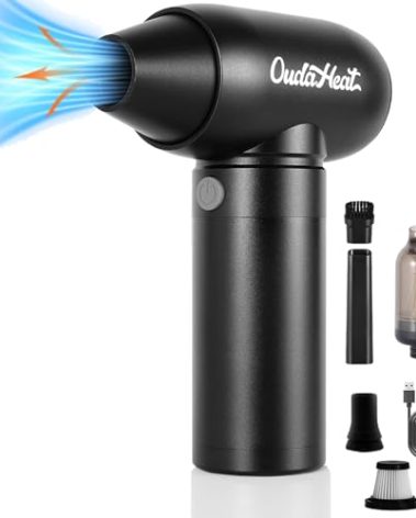 Compressed Air Duster & Vacuum,160000RPM Jet Duster,High-Speed Cordless Rechargeable 2-in-1 Blower with Brushless Motor, 4-Speed Mini Dust Cleaner with LED for PC Keyboard, Car, Pet Grooming