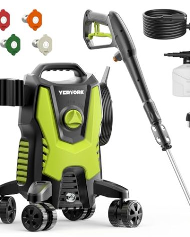 Electric Pressure Washer, 4500 PSI 2.8 GPM Power Washer with Anti-Tipping Technology, 4 Quick Connect Nozzles, Foam Cannon, Stainless Steel Lance, High Pressure Washer for Cars/Fences/Driveways/Patios