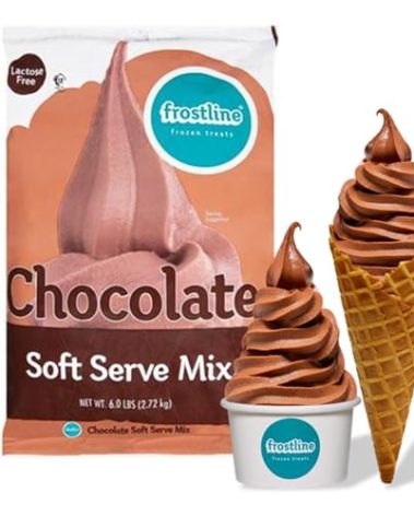 Frostline Chocolate Soft Serve Ice Cream Mix, Lactose & Gluten Free - Just Add Water, Dairy, or Dairy Free Alternative, Use with Blender, Countertop Ice Cream Maker, Soft Serve Machine - 6 lb Bag