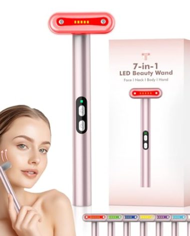 weyais Face-Massager, Red Light Therapy for Face, 7 Colors Led Face Wand Light Therapy Facial Massager Tool