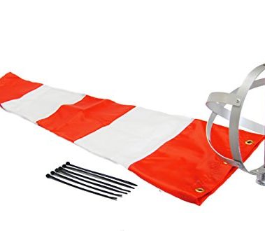 Airport Windsock Corporation 8" X 36" Orange and White Windsock and 8" Aluminum Frame Combo USA Made