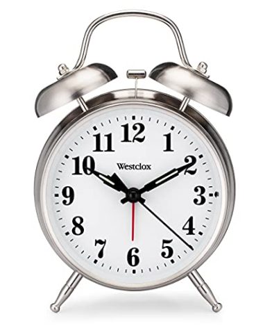 Westclox -Big Ben Twin Bell Alarm Clock | Loud Alarm Clock for Heavy Sleepers | Battery Operated Metal Clock with Backlight for Bedside Table, Bedroom, Kids Room, Desk (Silver, 4")