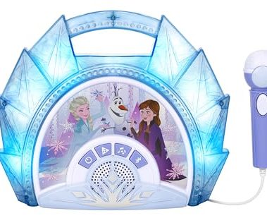 eKids Disney Frozen Karaoke Microphone with Bluetooth Speaker for Fans of Disney Toys, Kids Karaoke Machine with Built in Music