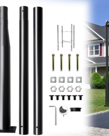 NULTRUMA Street Light Pole 10Ft,Street Light Poles for Outdoor Lighting, Solar Street Light Pole Accessory for Street, Patio, Backyard, Basketball Court, Park