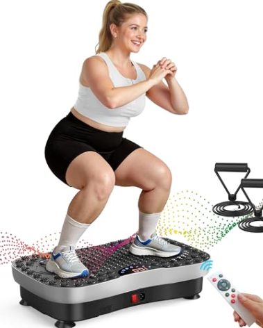 AXV Vibration Plate Fitness Platform Exercise Machine Vibrating Shaking Workout Full Body Shaker Vibrate Stand Shake Board Sport Gym Pad for Weight Loss Fat Burner for Women Men