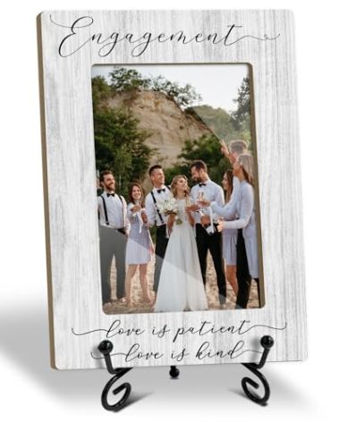 bxtala Engagement Picture Frame Wedding Wooden Picture Frame for 4x6 photo for Display on Table Top, Engagement Gifts Wedding Gifts /23