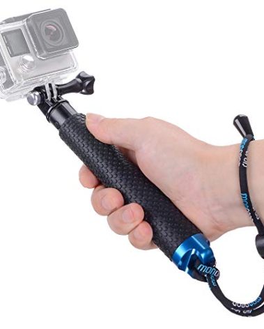 Vicdozia 19'' Extension Selfie Stick, Portable Hand Grip Waterproof Handheld Monopod Adjustable Pole Compatible with GoPro Hero 12 11 10 9 8 7 6 5 AKASO SJCAM DJI OSMO and More Sports Cameras