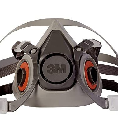 3M Half Facepiece Reusable Respirator 6200, NIOSH, Four-Point Harness, Comfortable Fit, Dual Airline Supplied Air Compatible, Bayonet Connections, Painting, Sanding, Cleaning, Medium