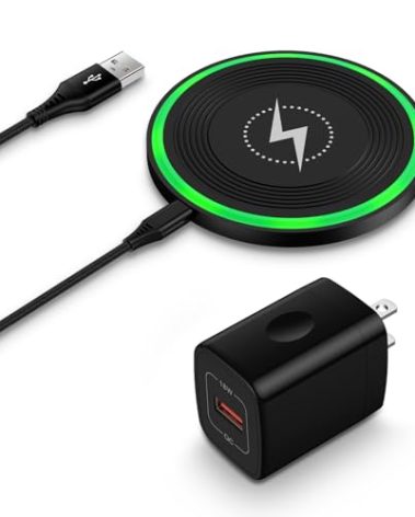 Android Wireless Charger Fast Charging Pad for Motorola Edge/Razr 2025 2024,Moto G Stylus/Power 2025,Razr 50 Ultra,Wireless Samsung Phone Charger Station 15W for Galaxy S24/S23/S22 with QC Adapter