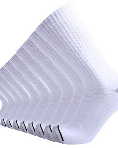 Toe Sole Heel 10P Pack Men's Cotton Performance Duty Work Socks,Athletic Crew Anti Sweat Blisters Cushion Socks (US, Numeric, 10, 13, Regular, Regular, Solid White)