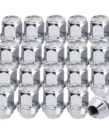 20 Pcs 14x1.5 One-Piece Chrome OEM Factory Style Lug Nuts for Stock Wheels, Replacement for 2015/2016/2017/2018/2019/2020 Mustang Edge MKX MKZ Aviator