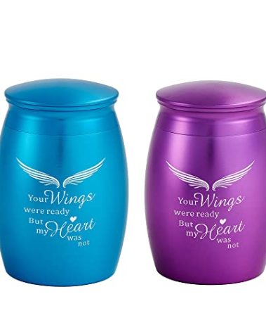 LINES ARTE 2.67 Inches Small Cremation Urns for Human Ashes Keepsake Set of 2, Mini Wings Urns for Human Ashes Adult Male or Female