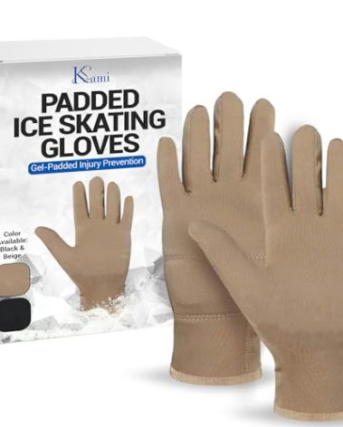 Kami-So Figure Skating Gloves | Ice Skating Accessories for Women | Gel Wrist Protection | Thermal Padded Wear | Skate Accessories for Practice, Ice Skate Outfit, Nude Gloves | Beige | Small