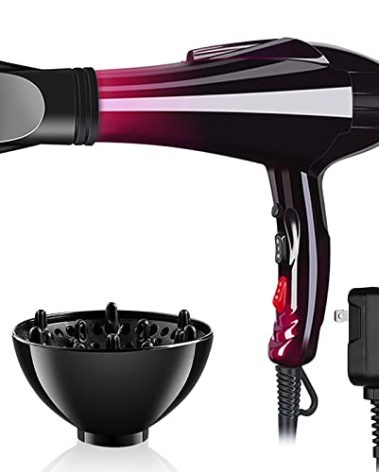 Hair Dryer Professional Blow Dryer Negative Ions 3500W Powerful Fast Drying Low Noise Long Cord Quick Dryer with Nozzle and Diffuser Hair Blow Dryer with 2 Speed and 3 Heat Settings Purple-6