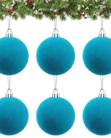 Velvet Ball Ornaments Christmas Balls Blue 6 PCS 2.36-Inch Xmas Tree Ball Ornaments for Party Christmas Tree Decor Baby Shower First Xmas Decorations