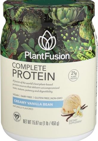 PlantFusion Complete Vegan Protein Powder - Plant Based Protein Powder With BCAAs, Digestive Enzymes and Pea Protein - Keto, Gluten Free, Soy Free, Non-Dairy, No Sugar, Non-GMO - Vanilla Bean 1 lb