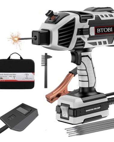 Portable Handheld Welding Machine 110V, 120A ARC Stick Welder Gun with IGBT Inverter, 6 Level Adjustable Current, Fits 1/16“-1/8” Welding Rods for DIY, Home Repair and Metalwork, Grey