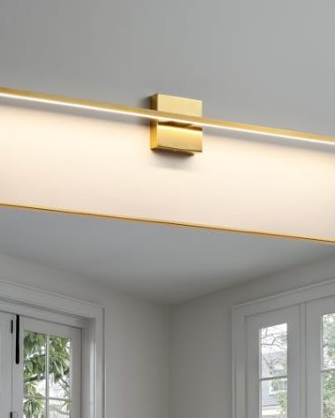 CCYCOL Gold Bathroom Light Fixtures Over Mirror - 39 Inch Dimming Bathroom Vanity Light 28W 3500K LED Vanity Light Bar Modern Wall Sconce Lighting for Mural