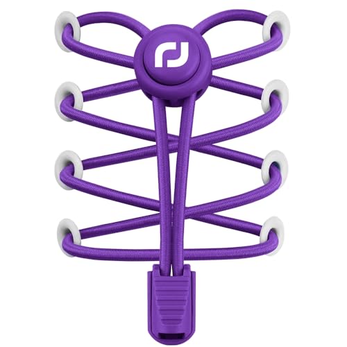RJ-Sport Tieless Elastic Shoe Laces - Heavy Duty No Tie Shoelaces for Kids and Adult with Strong Lock and Speed Shoestrings (Number 020 - Purple)