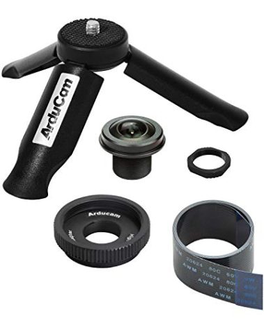 Arducam 180 Degree Fisheye M12 Lens Bundle for Raspberry Pi HQ Camera, Wide Angle Lens with Portable Tripod Stand and 2ft/60cm Black Camera Cable