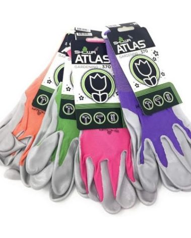 12 Pack Showa Atlas NT370 Atlas Nitrile Garden Gloves - Medium (Assorted Colors)