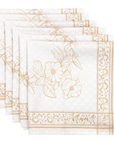 Arquiel Boho Flower Print Cloth Napkins 100% Cotton, 18"" X 18"" Dinner Napkins Cloth Set, Washable Napkins for Dinner Table Kitchen Party, Wedding, Restaurant & Camping (Set of 6), HX0253B