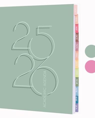 Rileys Academic Planner 2025-2026, Daily, Weekly & Monthly Planner, July 2025 - June 2026, Student Notes Pages, Twin-Wire Binding, Weekly Agenda for School & Work (8.5 x 11-Inches, Green, Deco)