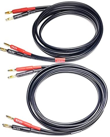 CNCESS CESS-037-3f Banana Plug Male to Male Speaker Cable 12 Gauge 680 Strand Count Silicone Soft Wire, 2 Cables (3 FEET)