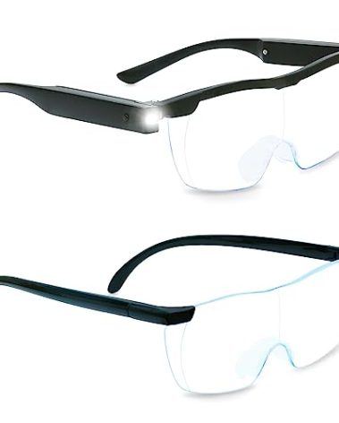 Magnifying Glasses with Light, LED Rechargeable Head Magnifier Glasses, Anti-blue light 180% Magnification with Dual LED Lights, Hands Free Magnifying Eyeglass for Reading, Close Work and Craft(Black)